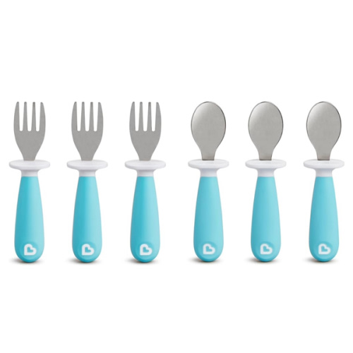 Munchkin® Raise™ Toddler Fork and Spoon Utensil Set, 6 Pack, Blue