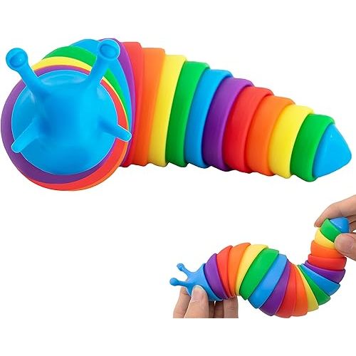 Zayin Fidget Slug Articulated Fidget Toy,Realistic Slug Insects Fidget Toy,Fun Crawling Sensory Toy Can Be Twisted Casually Pleasant Decompression Suitable Release Stress - (Color)