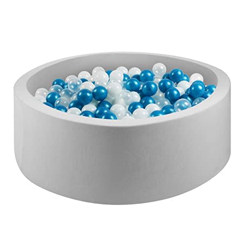 Soft Foam Ball Pit for Kids and Toddlers, Round Ball Pool with 36 x 12 Inches, Ideal Gift Toy for Children - (Balls Not Included) - Grey…