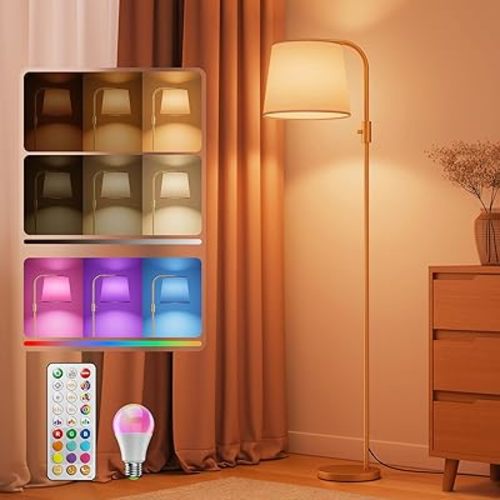 LED Arc Floor Lamp, RGB Color Changing, 65", 350° Swivel Shade