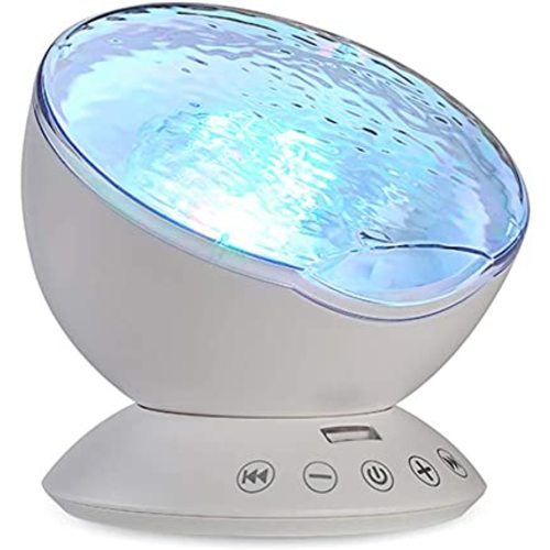 Ocean Wave Projector Sound Machine, Night Light Projector with Remote Control Timer 7 Colors LED Lighting Modes Water Lamp for Kids Adults Bedroom Living Room Party Decorations Gift (White)