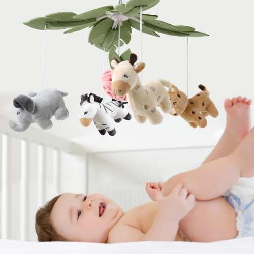 The Peanutshell Wildest Dreams Pink Musical Crib Mobile for Baby Girls