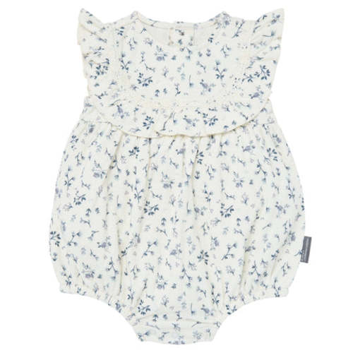 Baby Girls Blue Ditsy Ruffle Bubble Romper 12M