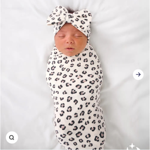 Luxe Leopard Swaddle & Luxe Bow Headband Set | Little Sleepies