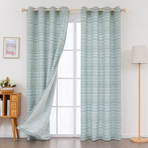Wrought Studio™ Ombre Gradient Striped Jacquard Light Filtering Curtain Pair & Reviews | Wayfair
