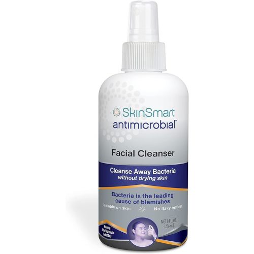 SkinSmart Antimicrobial Facial Cleanser for Breakouts, Targets Bacteria Linked to Acne with a Gentle Hypochlorous Acid Spray, Post Workout Miracle Solution for Adults and Teens, 8 Ounce Bottle
