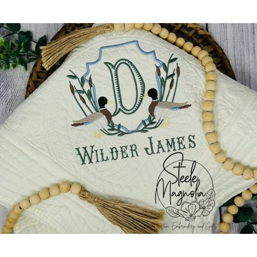 Mallard Duck Nursery Quilt Custom Baby Heirloom Quilt Embroidered Blanket for Baby Blanket Personalized Baby Blanket for Baby Shower Gift