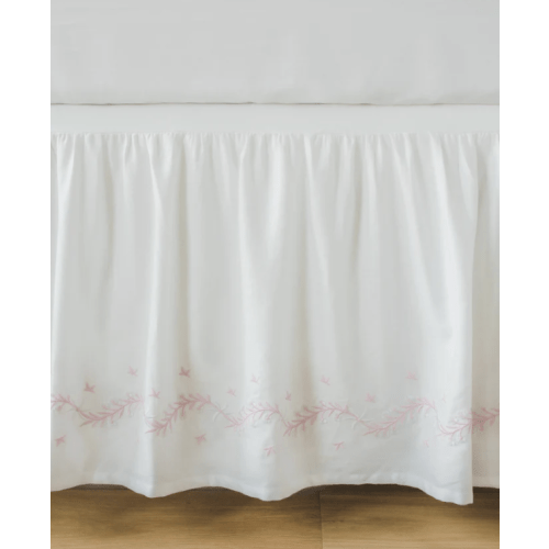 Embroidered Crib Skirt in Blush | Over The Moon