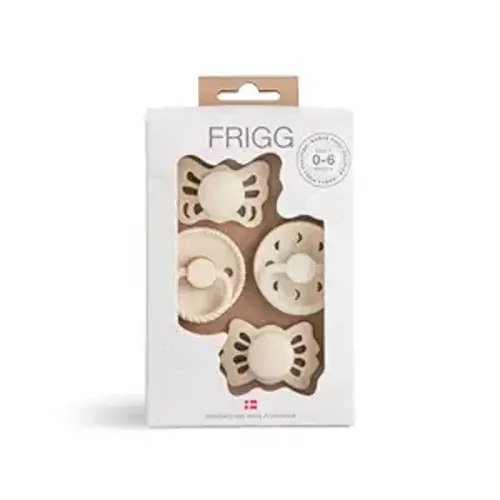 FRIGG Baby's First Pacifier​ - Moonlight Sailing 4-Pack | Made in Denmark | BPA-Free (Cream, 0-6 Months)