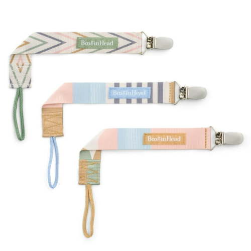 BooginHead PaciGrip 3-Pack Pacifier Straps in Geometric Pink