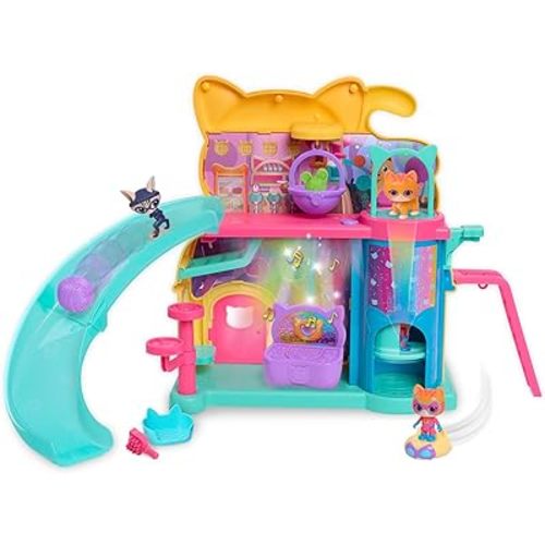Just Play Disney Junior SuperKitties Purr ‘N’ Play Playset and Figures, 12-Pieces, Lights and Sounds, Kids Toys for Ages 3 Up