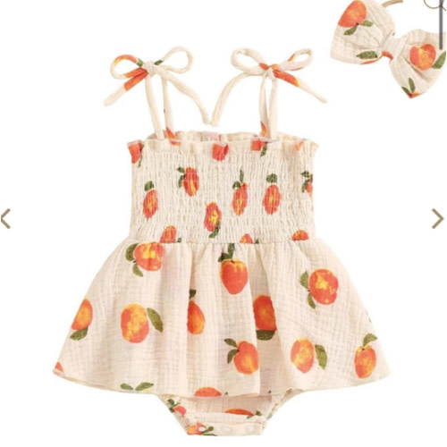 Peachy Keen Onesie Dress & Bow – The Ollie Bee
