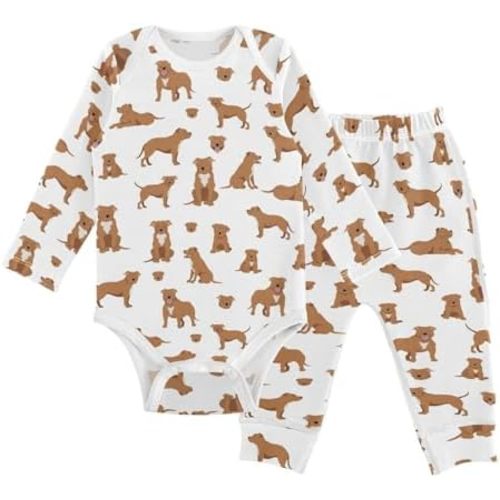 vvfelixl Baby Bodysuits Pants Sets English Bulldog Long Sleeve Baby Clothes for Boys Girls 0-24M