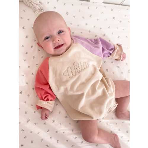 Custom Embroidered Sweatshirt Romper, Personalized Baby Bubble Romper,Baby Boy Romper, Name Baby Sweatshirt, Unique Baby shower Gift Girl