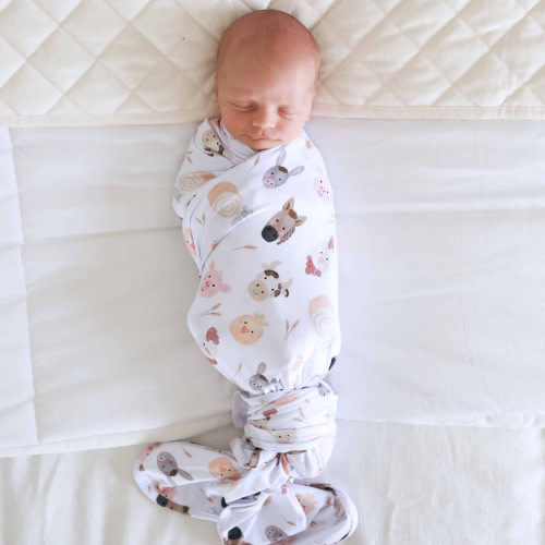 Caden Lane Oversized Swaddle Blanket - Barnyard Buddies, Newborn