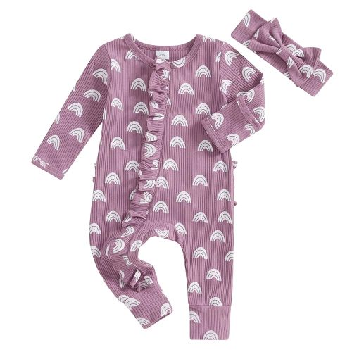 Baby Girl Winter Clothes Newborn Little Sister Going Coming Home Outfit Ruffle Mitten Romper Cute Ribbed Jumpsuit