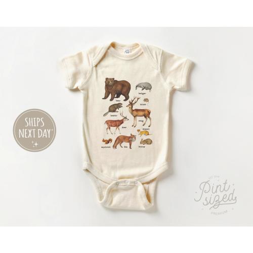Forest Animals Baby Onesie® - Nature Wildlife Bodysuit - Cute Woodland Animals Natural Onesie®