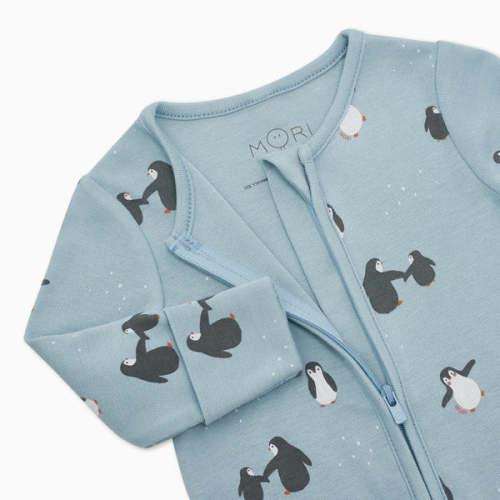 Penguin Print Clever Zip Baby Pajamas