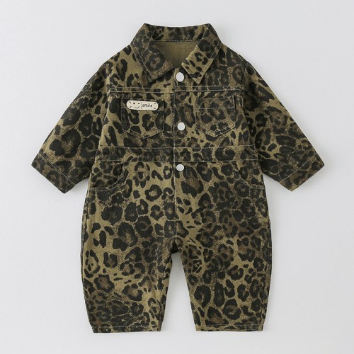 Baby Boy Leopard Print Olive Green Romper