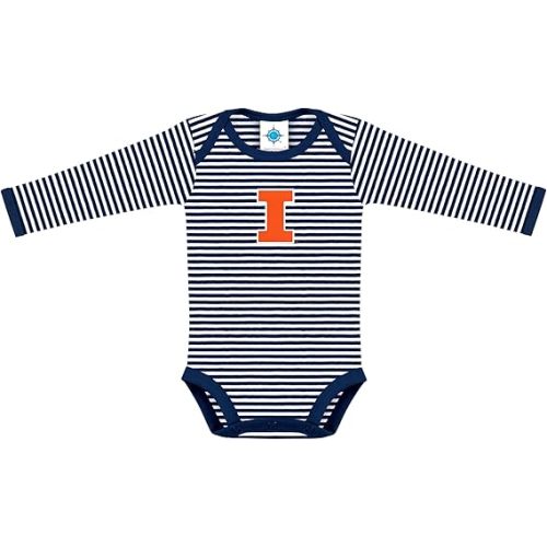 Creative Knitwear College Baby Striped Long Sleeve Bodysuit - Team Logo, Multiple Colors, Unisex (0-12 Months)