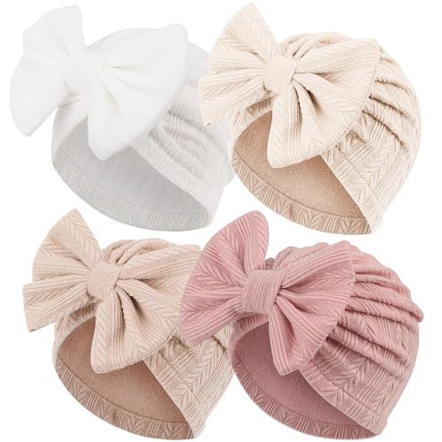 Newborn Baby Girl Hats with Bow Toddler Infant Beanie Cap Newborn Hospital Hats for Baby Girl Kid 3-12 Months