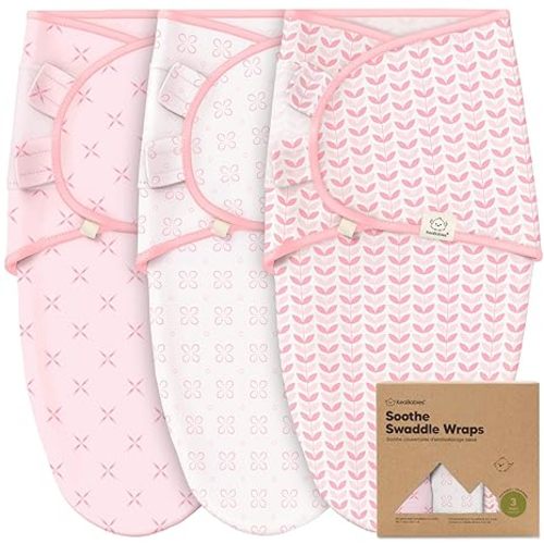 3-Pack Organic Baby Swaddle Sleep Sacks - Newborn Swaddle Sack, Ergonomic Baby Swaddles 0-3 Months, Swaddles for Newborns, Baby Sleep Sack, Baby Swaddle Blanket Wrap,Baby Essentials(Blossom) - One Size