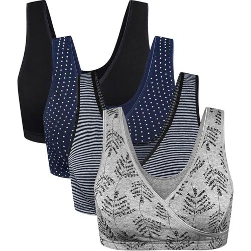 CAKYE 4 Pack Nursing Sleep Bras for Maternity and Breastfeeding Comfort Cotton Bralette