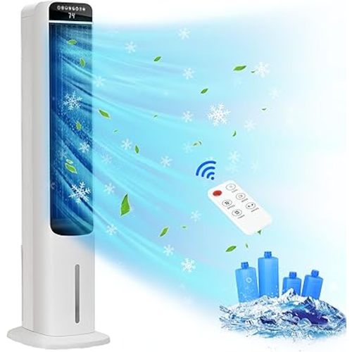 MEPTY 41" Swamp Cooler, 3 in 1 Evaporative Air Cooler with Remote, Portable Cooling Fans that Blow Cold Air with 3 Speeds, 4 Modes, Tower Fan 120° Oscillation Air Conditioner for Bedroom Home Office