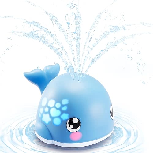 Baby Bath Toy Whale Sprinkler, Color-Changing Light-Up Water Toy, 4 Modes, IPX7 Waterproof, 120 Min Fun with 3 AAA Batteries, Vibrant Lights, Gift for Babies & Toddlers 6M+