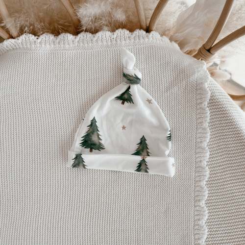Bamboo Knotted Beanie - Christmas Trees