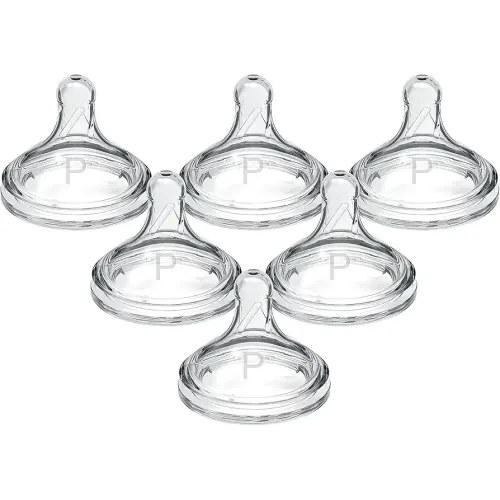 Dr. Brown's Natural Flow Preemie Flow Wide-Neck Baby Bottle Silicone Nipple, Slowest Flow, 0m+, 100% Silicone Bottle Nipple, 6 Pack