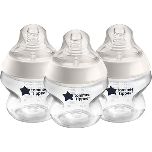 Tommee Tippee Closer to Nature Baby Bottles, Breast-Like Nipples with Anti-Colic Valve, 5 oz, 3 Count