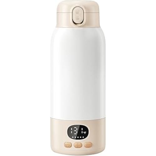 Portable Bottle Warmer for Travel, Milk Warmer for Breast Milk Formula & Water with Fast Heating & Smart Temperature Control,17oz Large Capacity