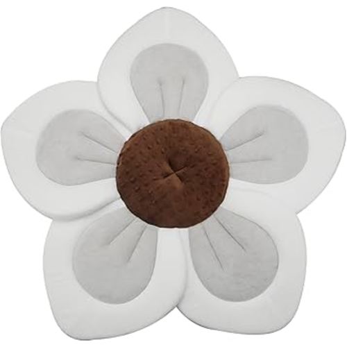 PandaEar Baby Bath Pad for Infant Newborn | Soft Flower 5 Petals for Sink Bathtub Essentials Shower Gift (Grey)