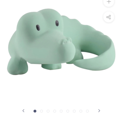 Crocodile Organic Natural Rubber Rattle, Teether & Bath Toy