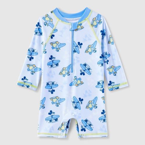 Baby Boys' Disney Mickey Mouse One Piece Rash Guard - Blue