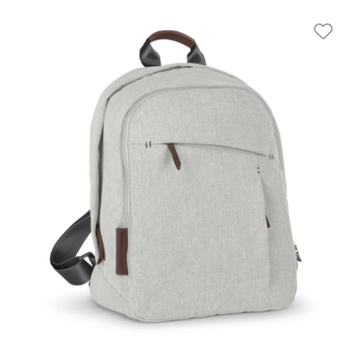 Uppababy Changing Backpack - White & Grey Chenille/Carbon/Chestnut Leather (Anthony) | Nappy Bags | Baby Bunting AU