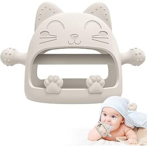 Baby Teether-Teething Toys for Babies 0-6 Months-Silicone Teething Mitt with Cute Cat Shape Baby Toys 6 to 12 Months,Newborn Essentials Must Haves for Teething Relief,Ideal Baby Shower Gifts for Moms