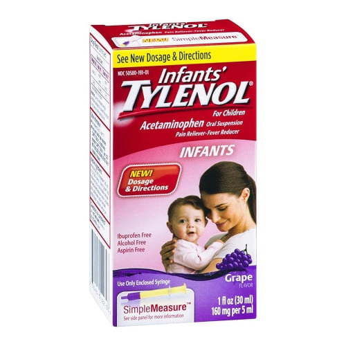 Tylenol Infant Drops Pain Reliever And Fever Reducer For Children, Grape - 1 Oz, 2 Pack