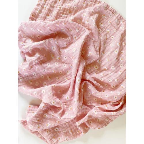 Pink Daisy Swaddle | Baby Floral Swaddle | Floral Muslin Baby Blanket | Retro Daisy Swaddle | Baby Girl Shower Gift | Receiving Blanket