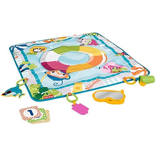 Fisher-Price Dive Right in Activity Mat, Pool-Themed playmat with 4 Toys for Newborn Baby