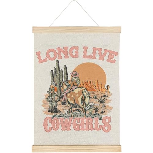Qvapt Long Live Cowgirls Wall Decor, Western Decor for Kids Room,Little Girls Western Room Decor, Western Room Decor for Teen Girls,Western Posters 12x16 with Hanger