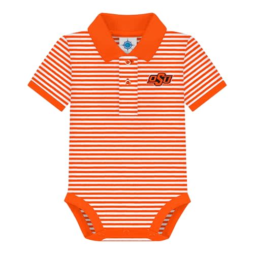 Creative Knitwear College Baby Striped Polo Bodysuit - Team Logo, Multiple Colors, for Boys & Girls (0-12 Months)