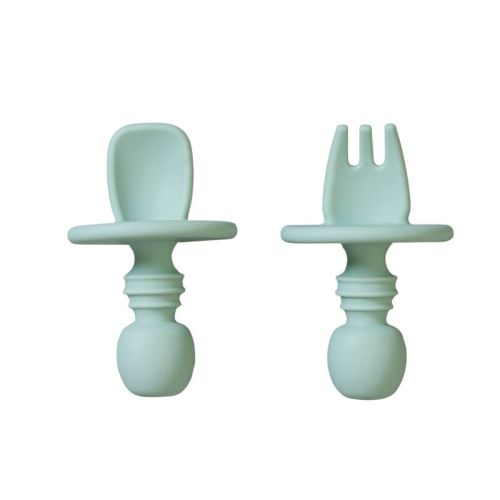 SARO “Nordic” Training Utensil Set: Silicone Ergonomic Spoon & Fork for Baby-Led Weaning & Self-Feeding | Anti-Choke Design