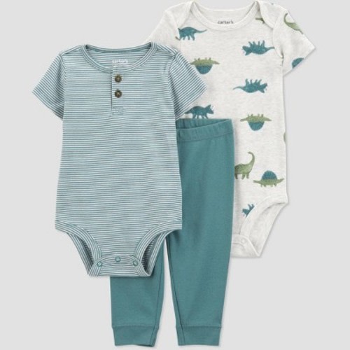 Carter's Just One You®️ Baby Boys' Dinos Printed Top & Bottom Set - Green Newborn
