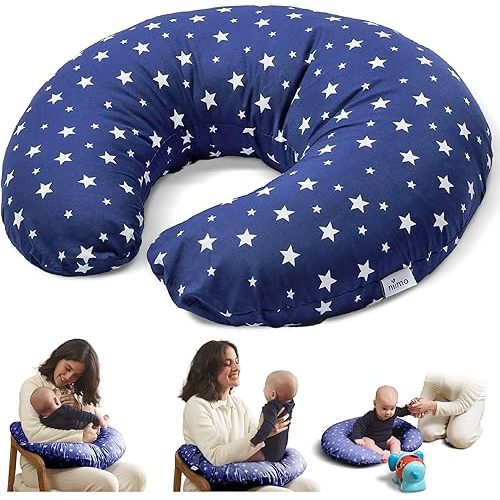 Niimo Nursing Pillow - 100% Cotton Breastfeeding Pillow Cover, Ergonomic Nursing Pillows for Breastfeeding, Machine-Washable Baby Pillow, Breastfeeding Pillows & Breastfeeding Essentials