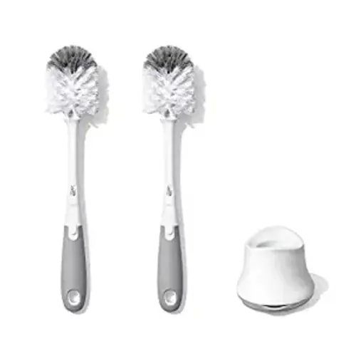 OXO Tot Bottle Brush with Nipple Cleaner and Stand – Gray, 2-Pack - Gray 2-pack