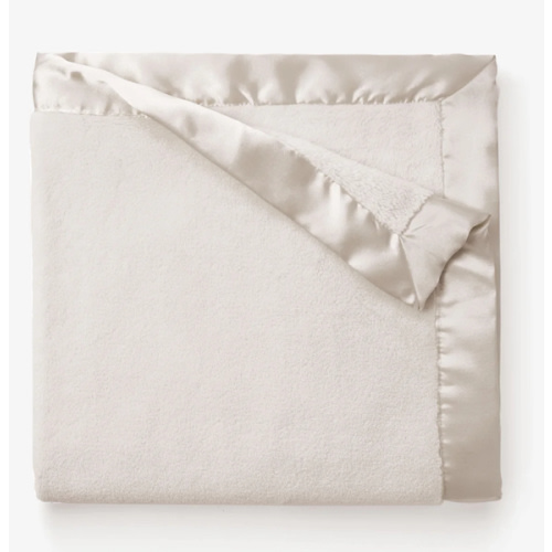 Taupe Satin Trim Flannel Fleece Baby Stroller Blanket