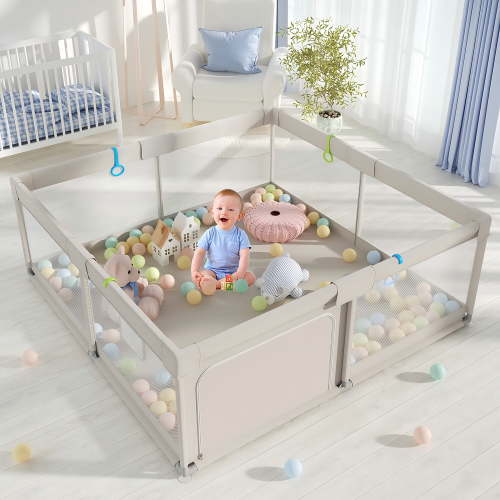 Easy4Home 59" Large Baby Playpen for Toddlers, Gray