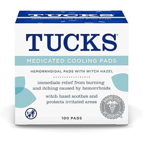TUCKS Medicated Cooling Pads, 100 Count – Pads with Witch Hazel, Cleanses Sensitive Areas, Protects from Irritation, Hemorrhoid Treatment, Medicated Pads Used By Hospitals